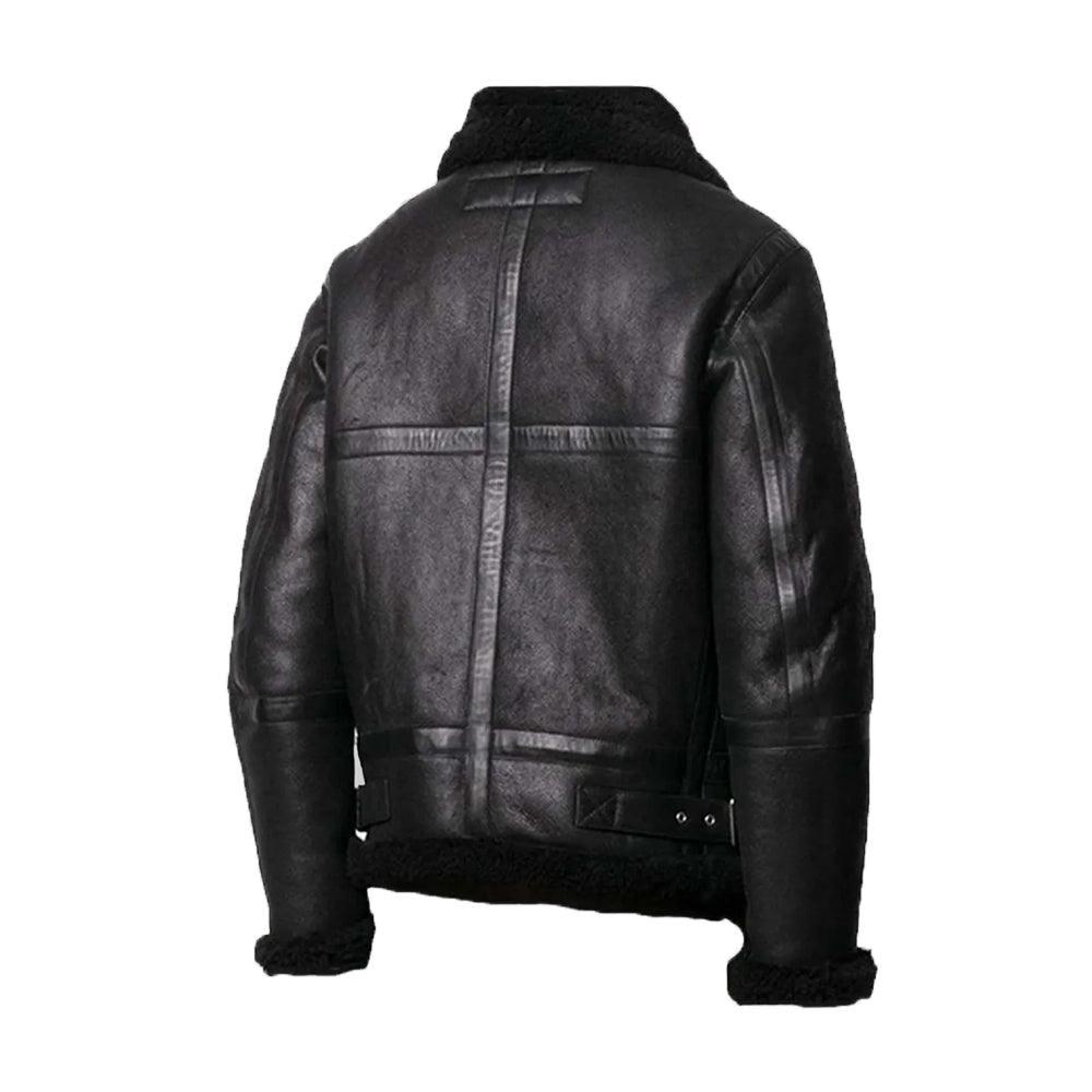 Hardy B-3 Shearling Black Leather Aviator Jacket