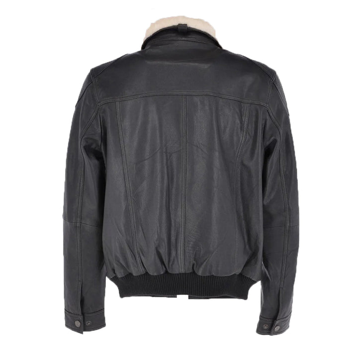 Ted Mens Black Bomber Leather Jacket