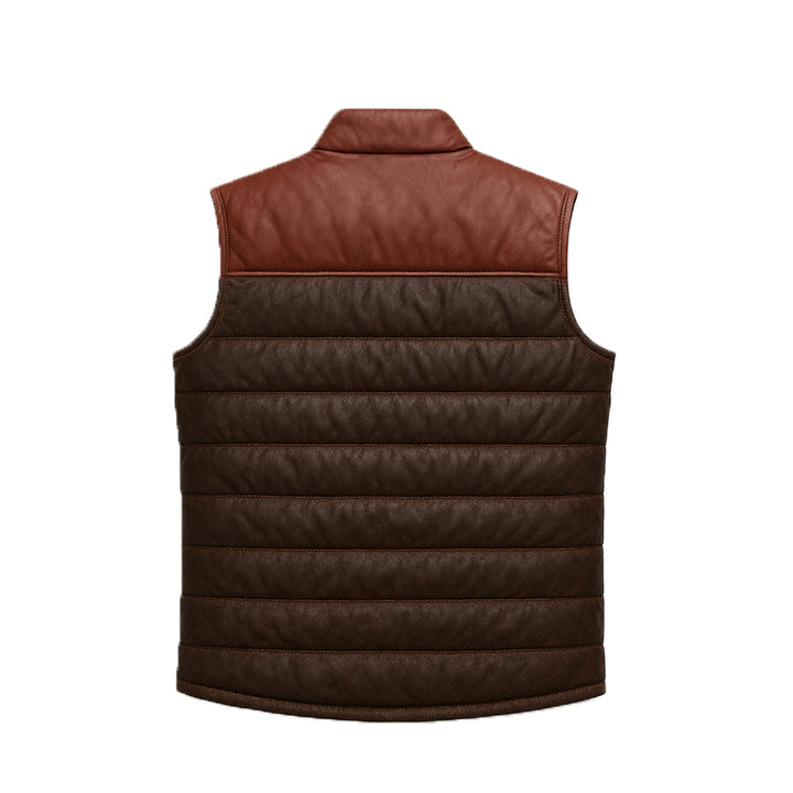 Men’s Bridger Maroon Leather Down Puffer Vest