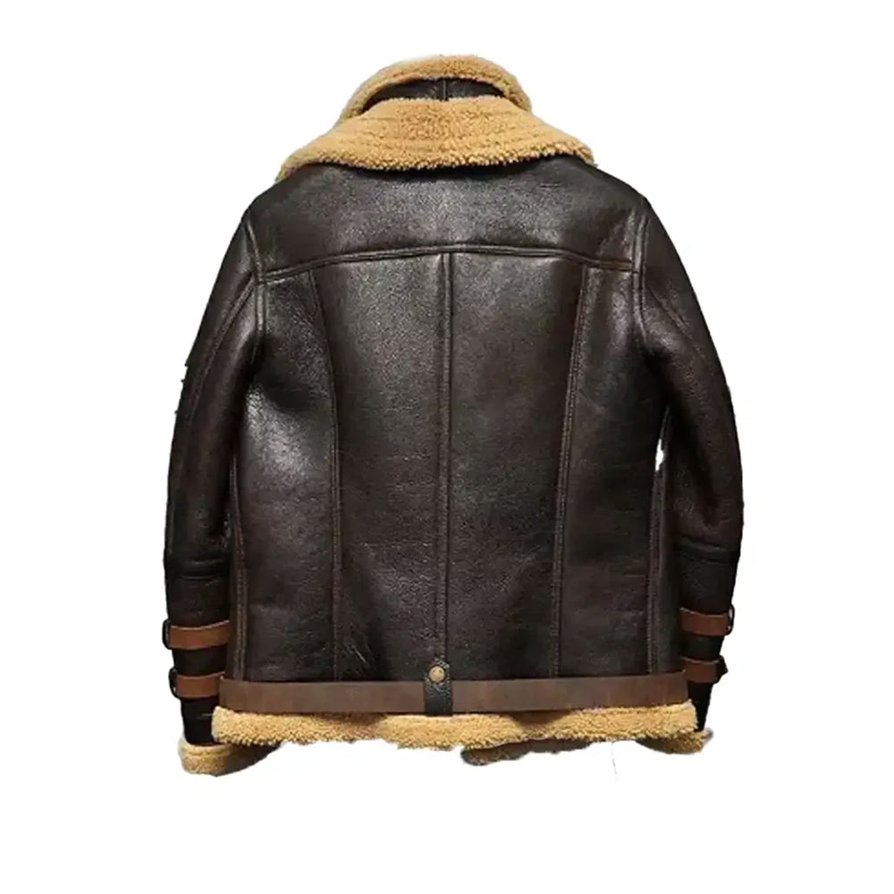 Ronald Double Belted Cuffs Collar Brown Shearling Jacket