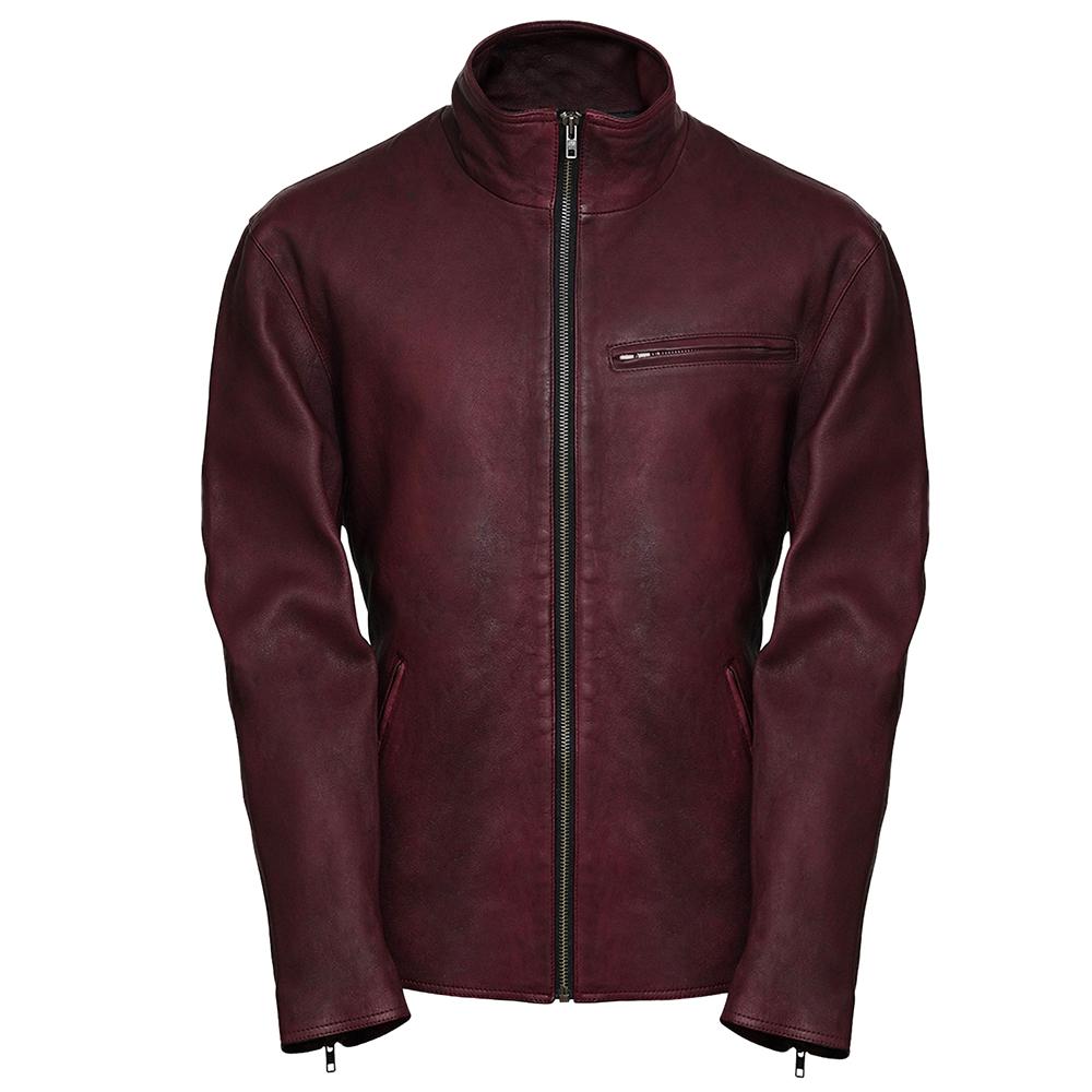 Premium Slim Fit Burgundy Leather Jacket for Men - Genuine Slim Fit