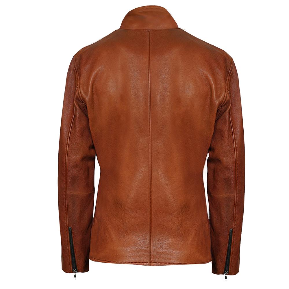 Premium Slim Fit Camel Leather Jacket for Men - Genuine Slim Fit