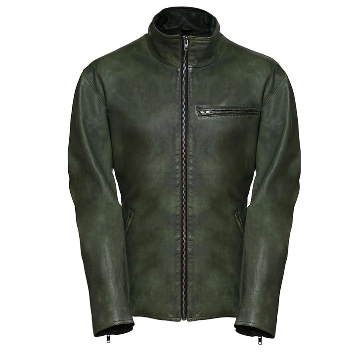 EASY RIDER Lim Fit Green Leather Jacket for Men - Genuine Slim Fit