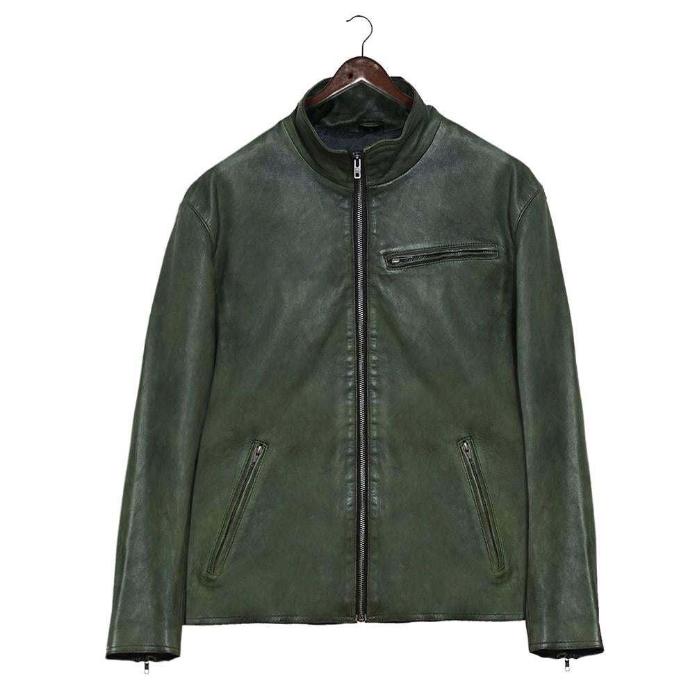 EASY RIDER Lim Fit Green Leather Jacket for Men - Genuine Slim Fit