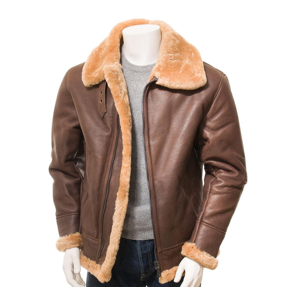 Premium Men Classic Fashion Leather Jacket with Fur Collar