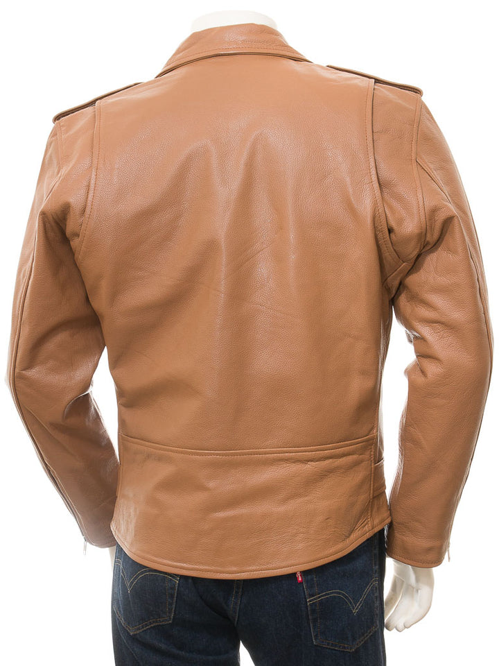 Brown Fashion Men Biker Leather Jacket