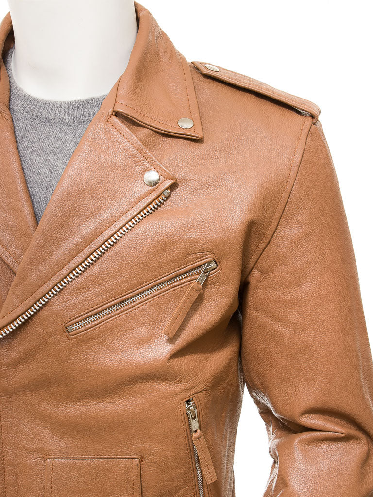 Brown Fashion Men Biker Leather Jacket