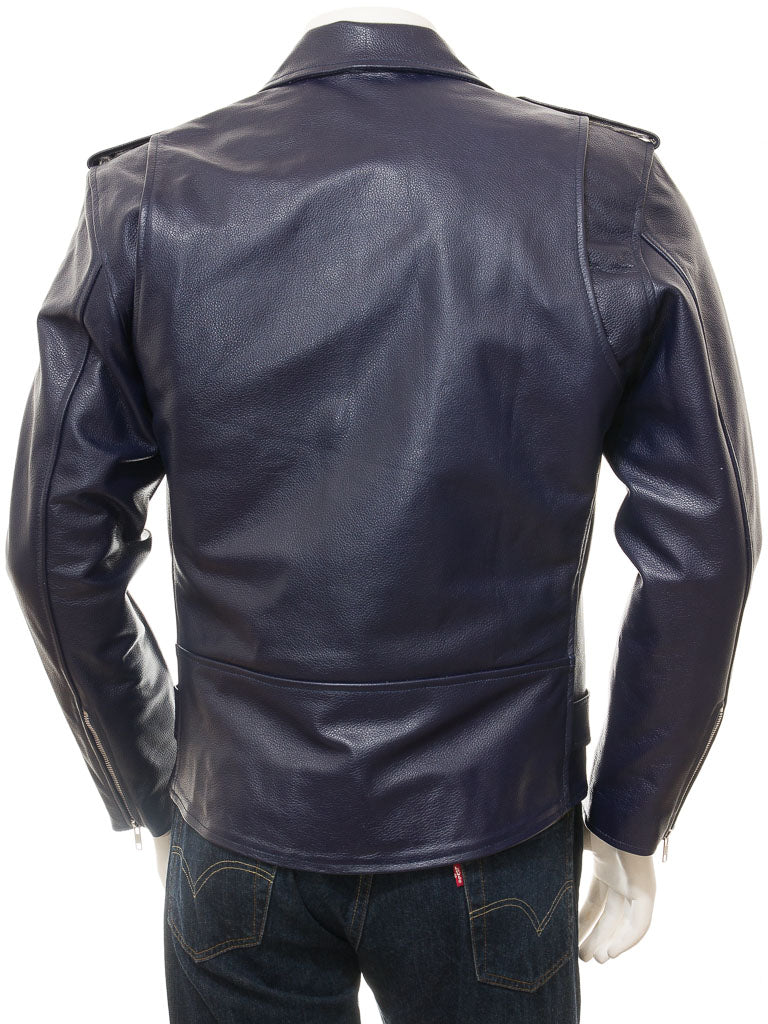 Purple Fashion Men Biker Leather Jacket