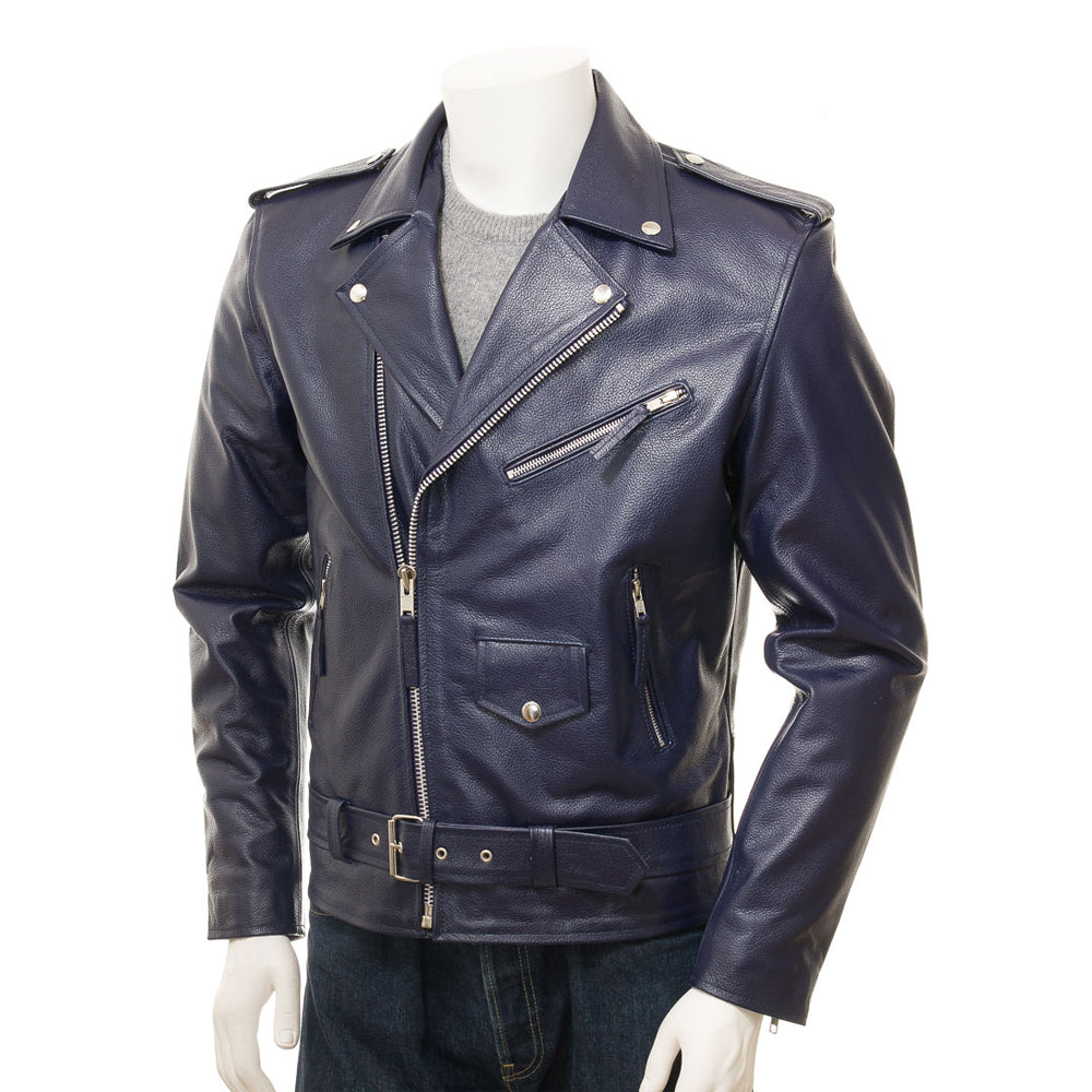 Purple Fashion Men Biker Leather Jacket
