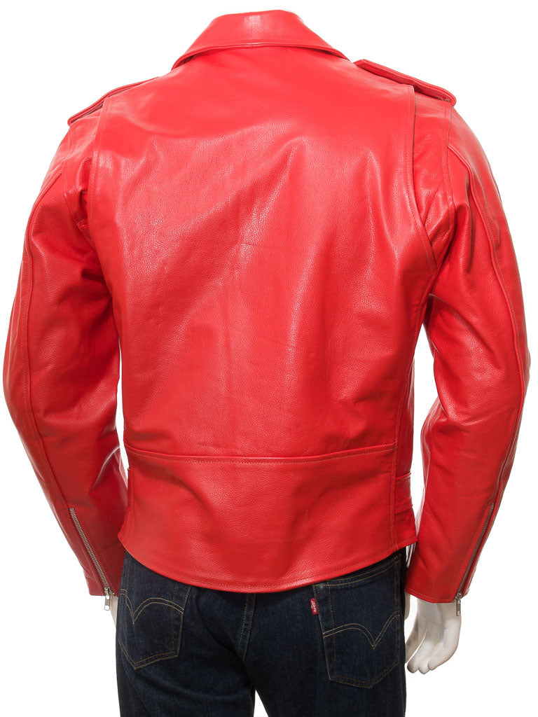 Red New Fashion Men Biker Leather Jacket