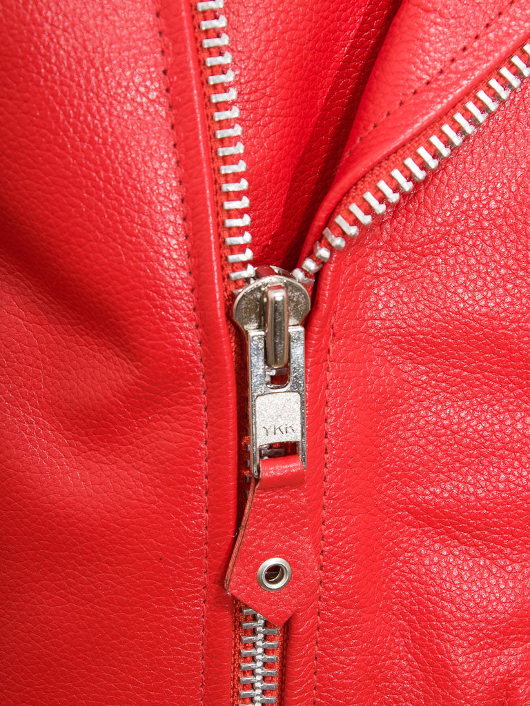 Red New Fashion Men Biker Leather Jacket