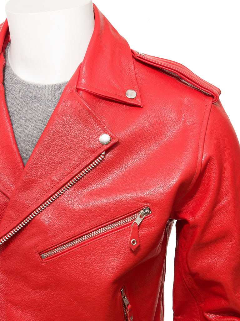 Red New Fashion Men Biker Leather Jacket