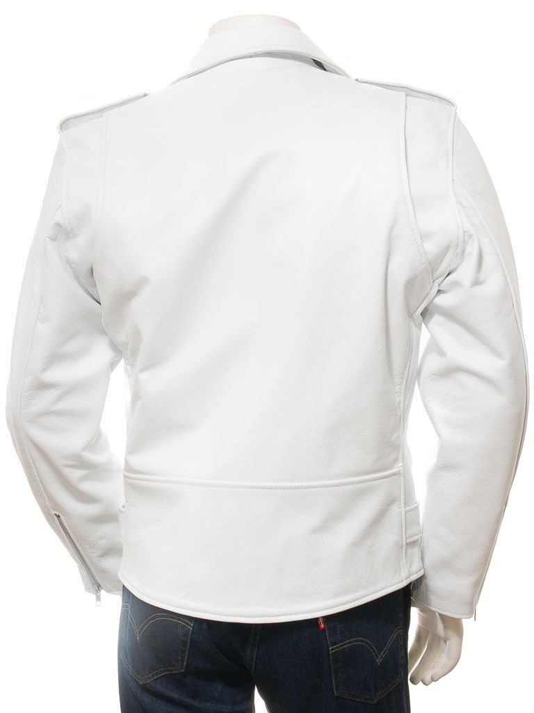 White Fashion Men Biker Leather Jacket