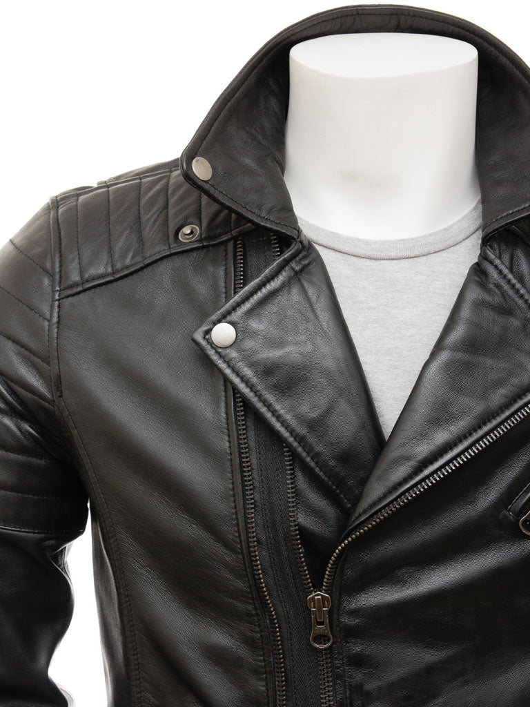 Black Fashion Men Biker Leather Jacket