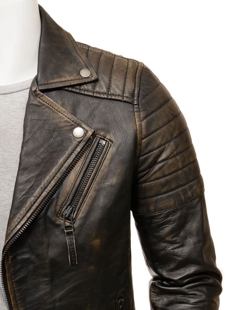 Brown Fashion Men Biker Leather Jacket