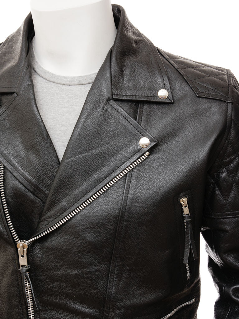 Black Fashion Men Biker Leather Jacket