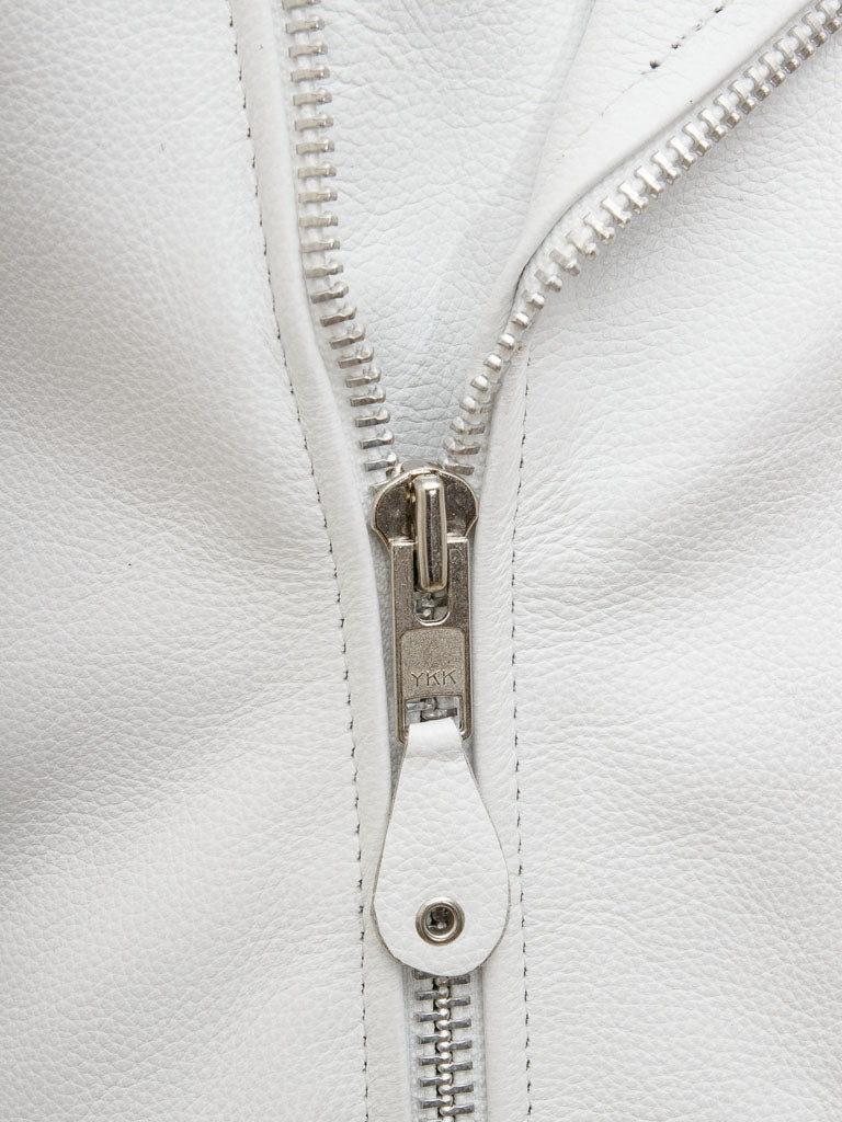 White Fashion Men Biker Leather Jacket