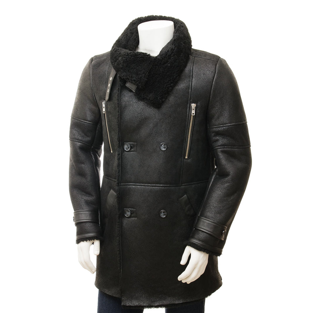 Premium Men Classic Fashion Leather Black Coat