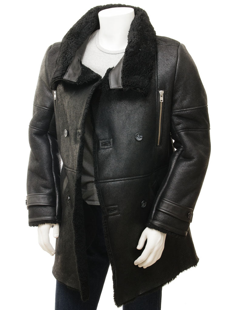 Premium Men Classic Fashion Leather Black Coat