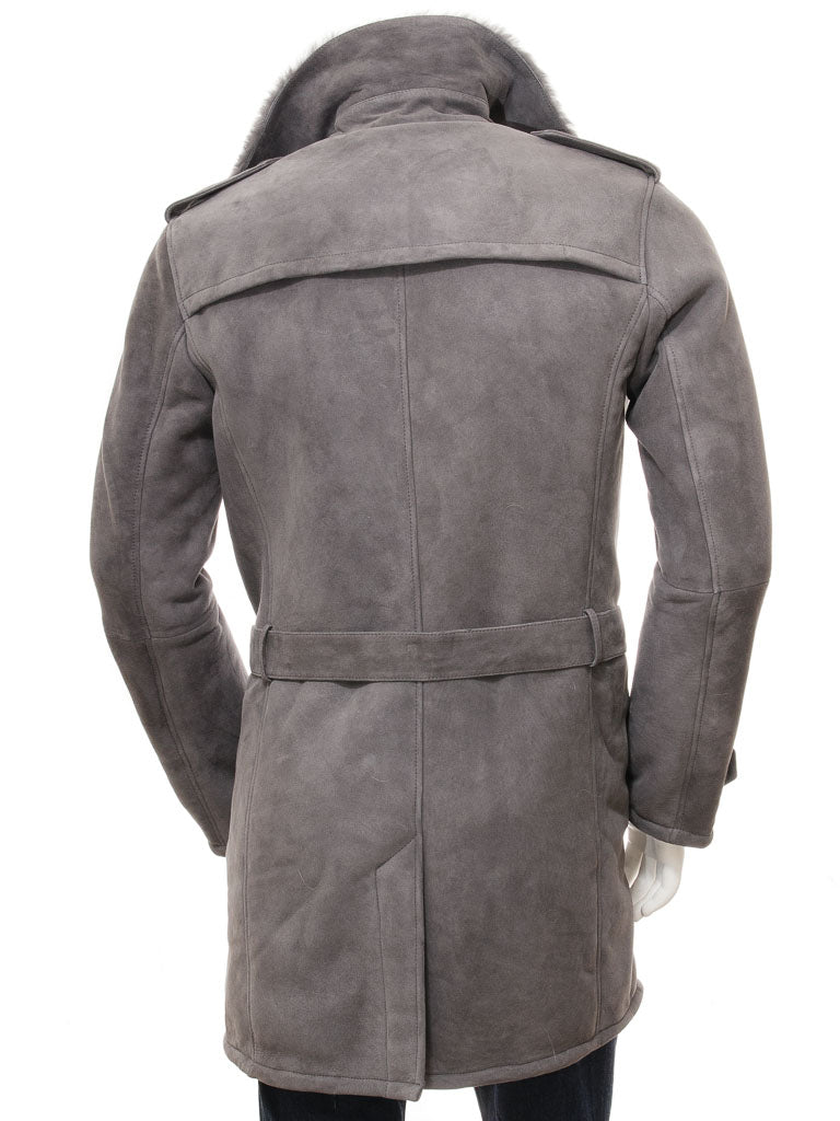 Premium Men Classic Fashion Leather Gray Coat