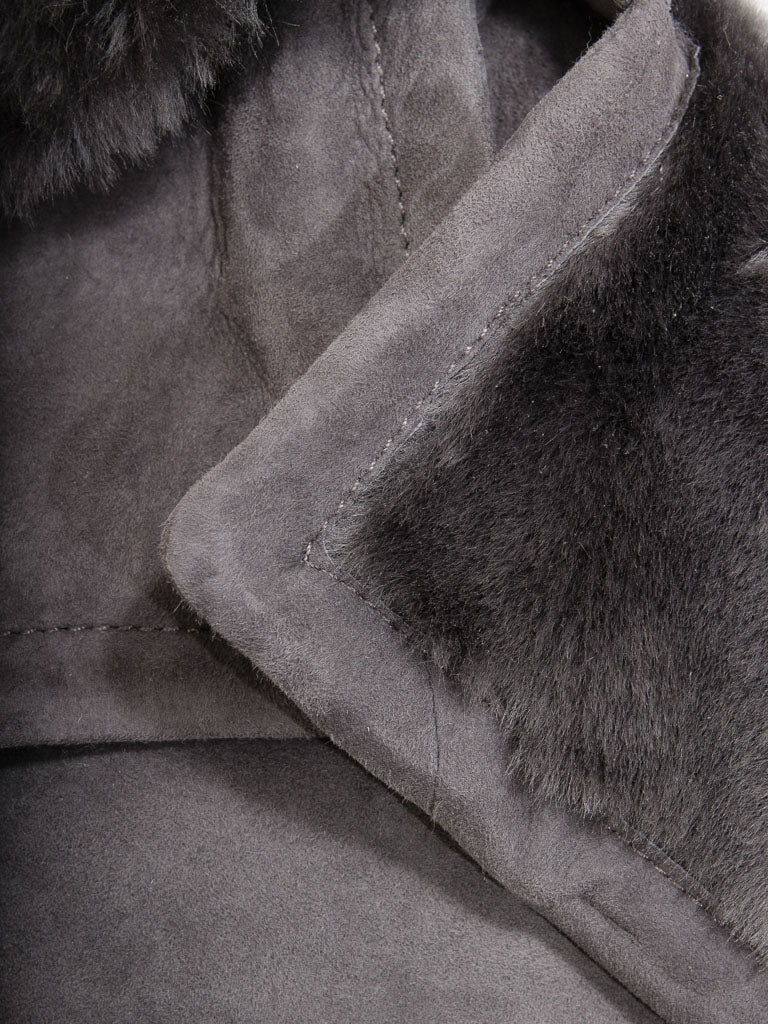 Premium Men Classic Fashion Leather Gray Coat