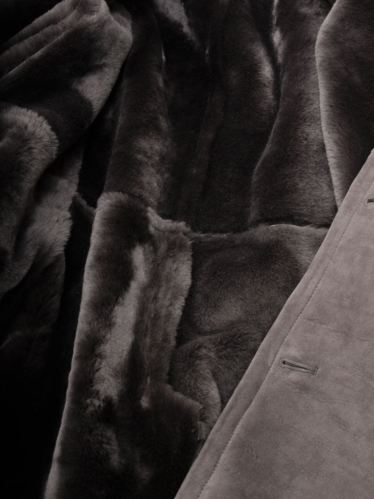 Premium Men Classic Fashion Leather Gray Coat