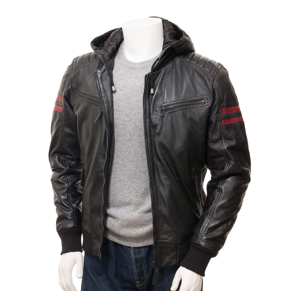 Black Fashion Men Biker Leather Jacket