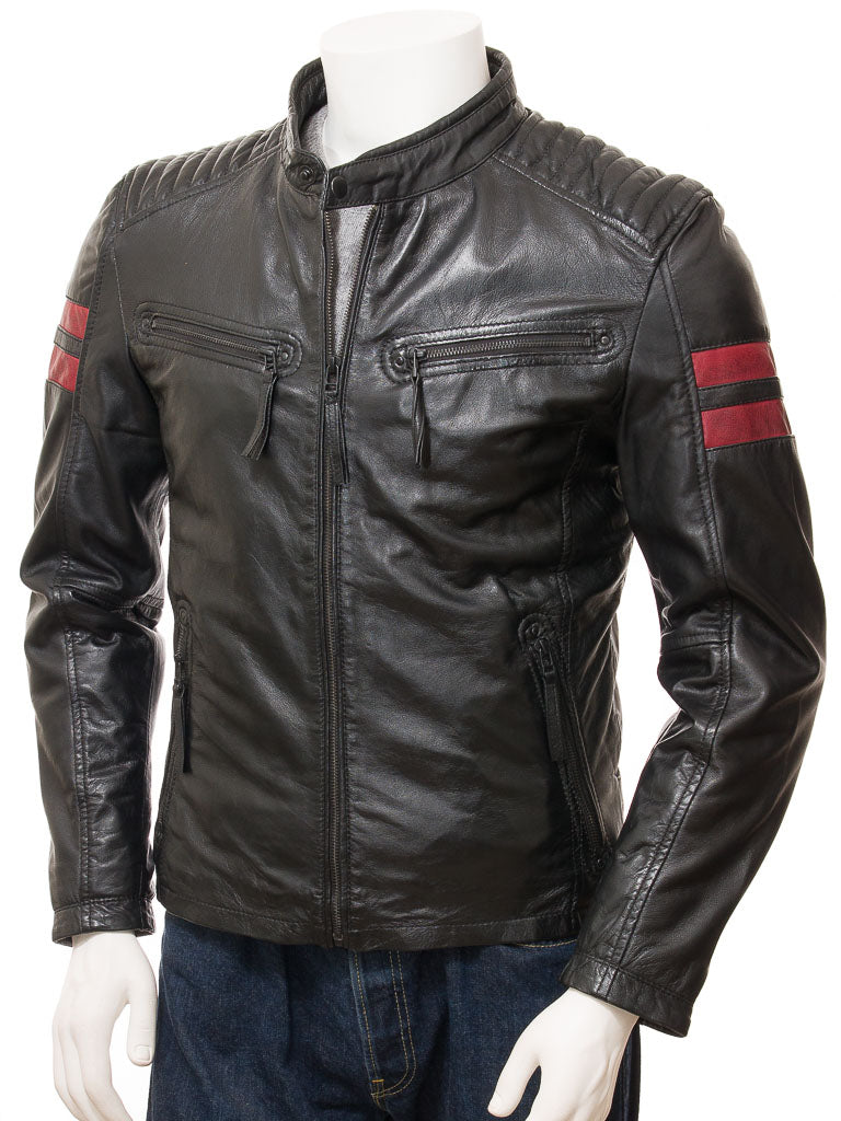 Black Fashion Men Biker Leather Jacket