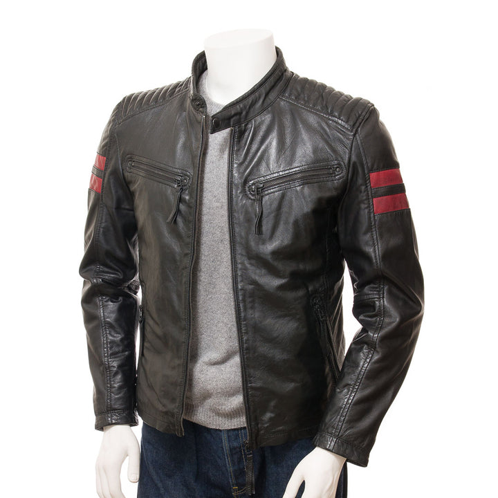Black Fashion Men Biker Leather Jacket