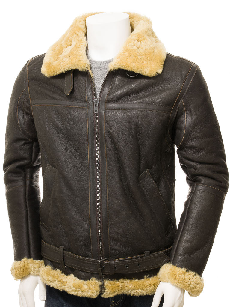 Premium Men Classic Fashion Leather Jacket with Fur Collar