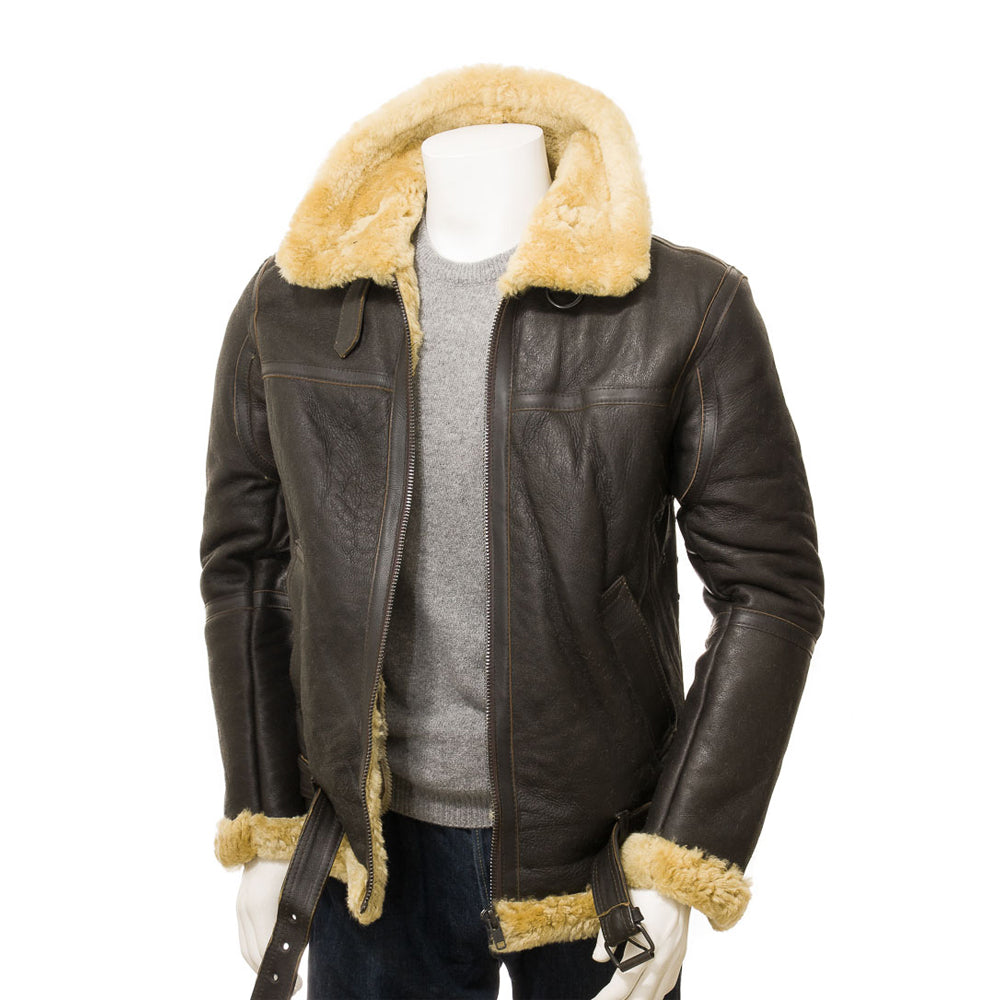 Premium Men Classic Fashion Leather Jacket with Fur Collar