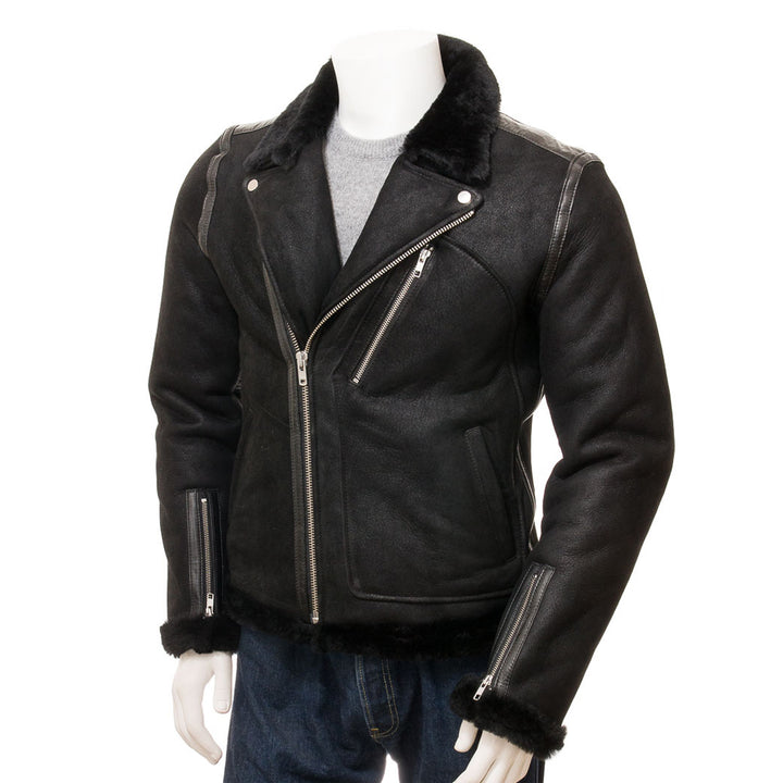 Premium Men Classic Fashion Leather Jacket with Fur Collar