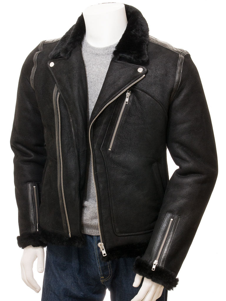 Premium Men Classic Fashion Leather Jacket with Fur Collar