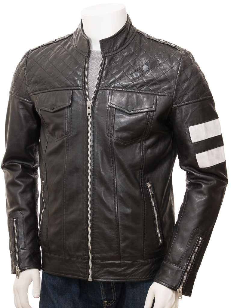 Black Fashion Men Biker Leather Jacket