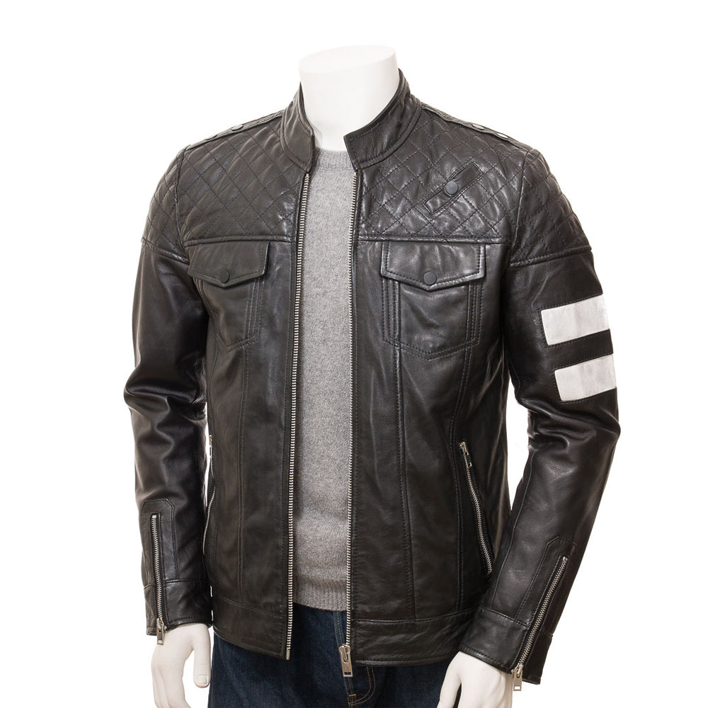 Black Fashion Men Biker Leather Jacket
