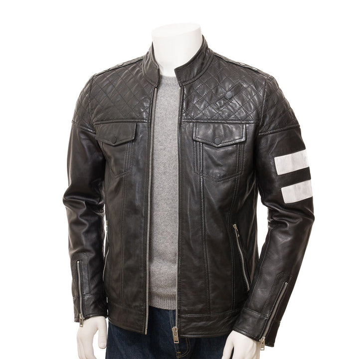 Black Fashion Men Biker Leather Jacket