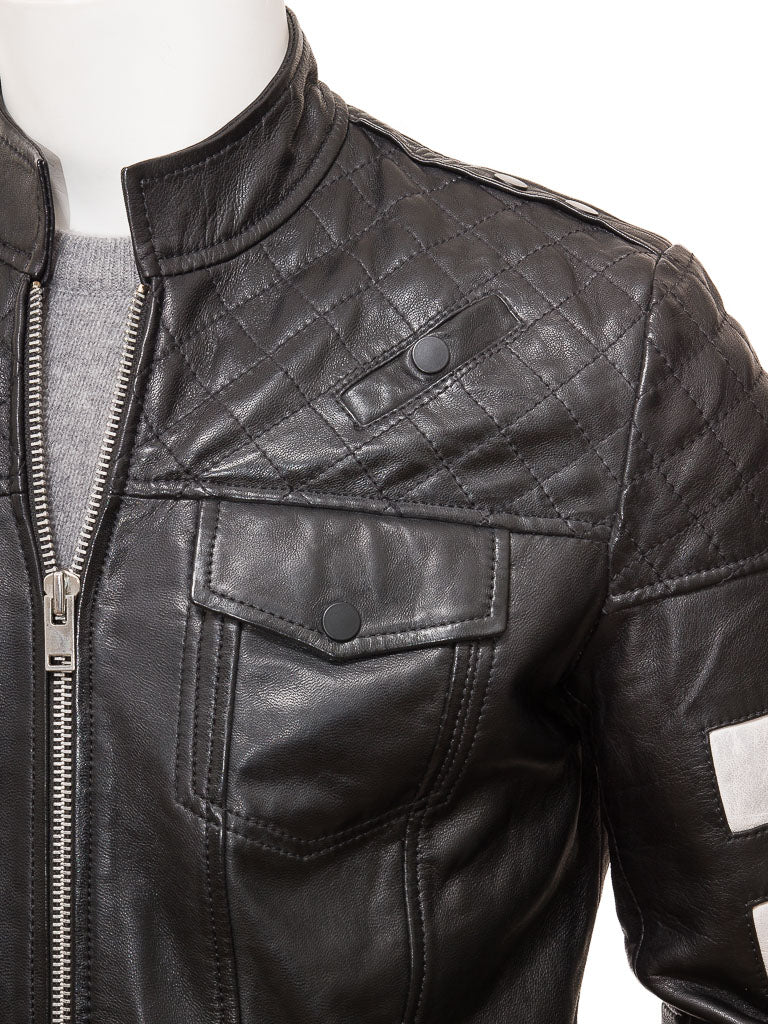Black Fashion Men Biker Leather Jacket