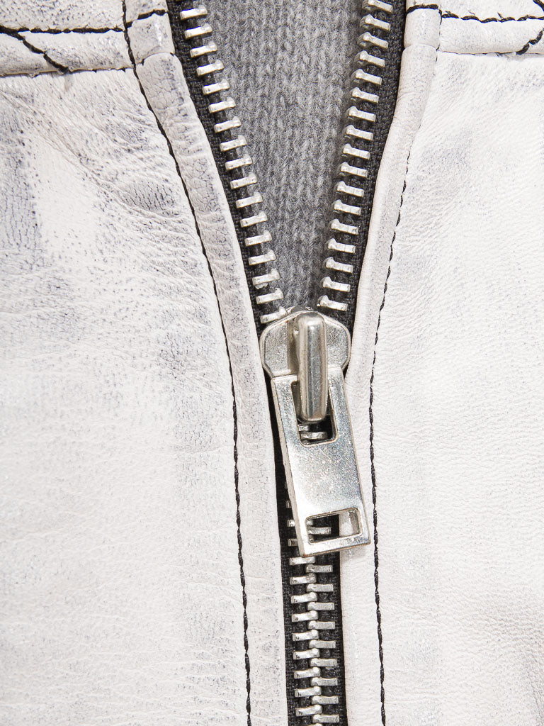 White Fashion Men Biker Leather Jacket