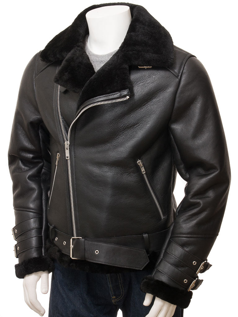 Premium Men Classic Fashion Leather Jacket with Fur Collar