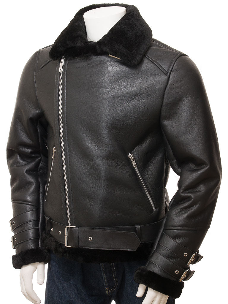 Premium Men Classic Fashion Leather Jacket with Fur Collar