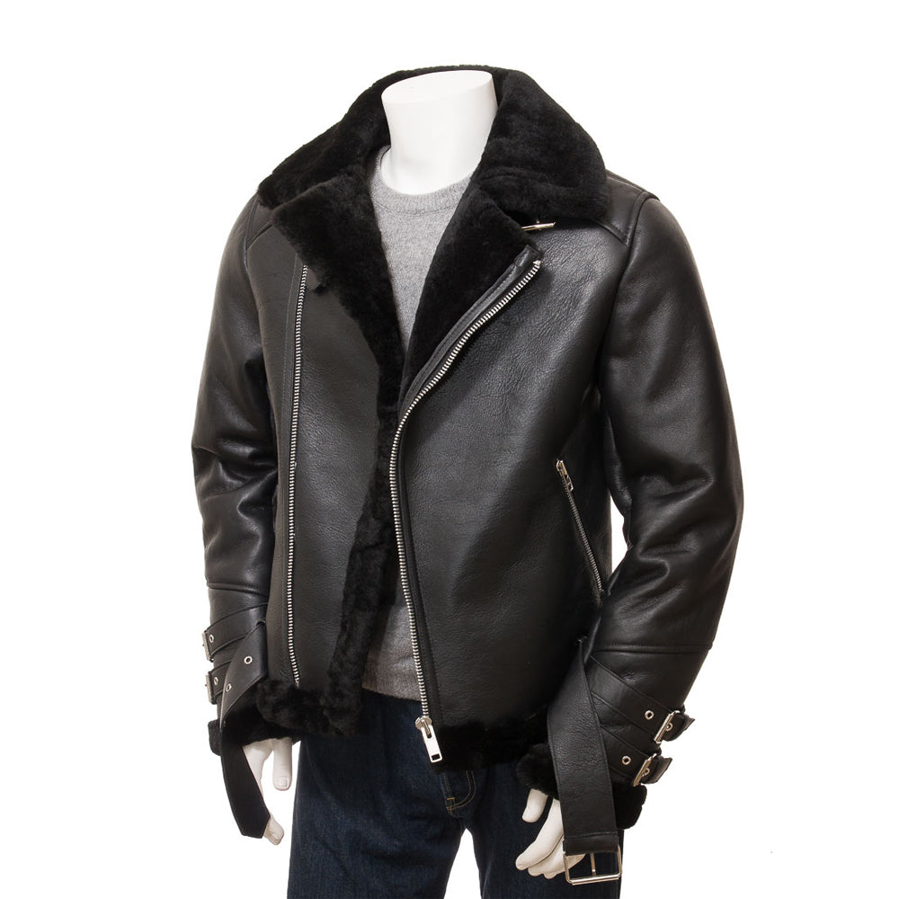 Premium Men Classic Fashion Leather Jacket with Fur Collar