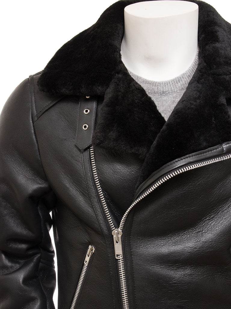 Premium Men Classic Fashion Leather Jacket with Fur Collar