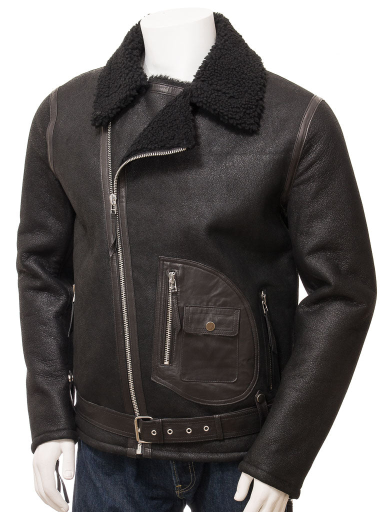 Premium Men Classic Fashion Leather Jacket with Fur Collar