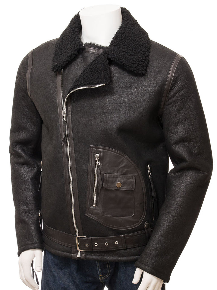 Premium Men Classic Fashion Leather Jacket with Fur Collar