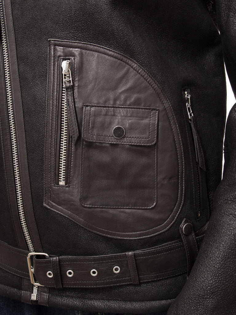 Premium Men Classic Fashion Leather Jacket with Fur Collar