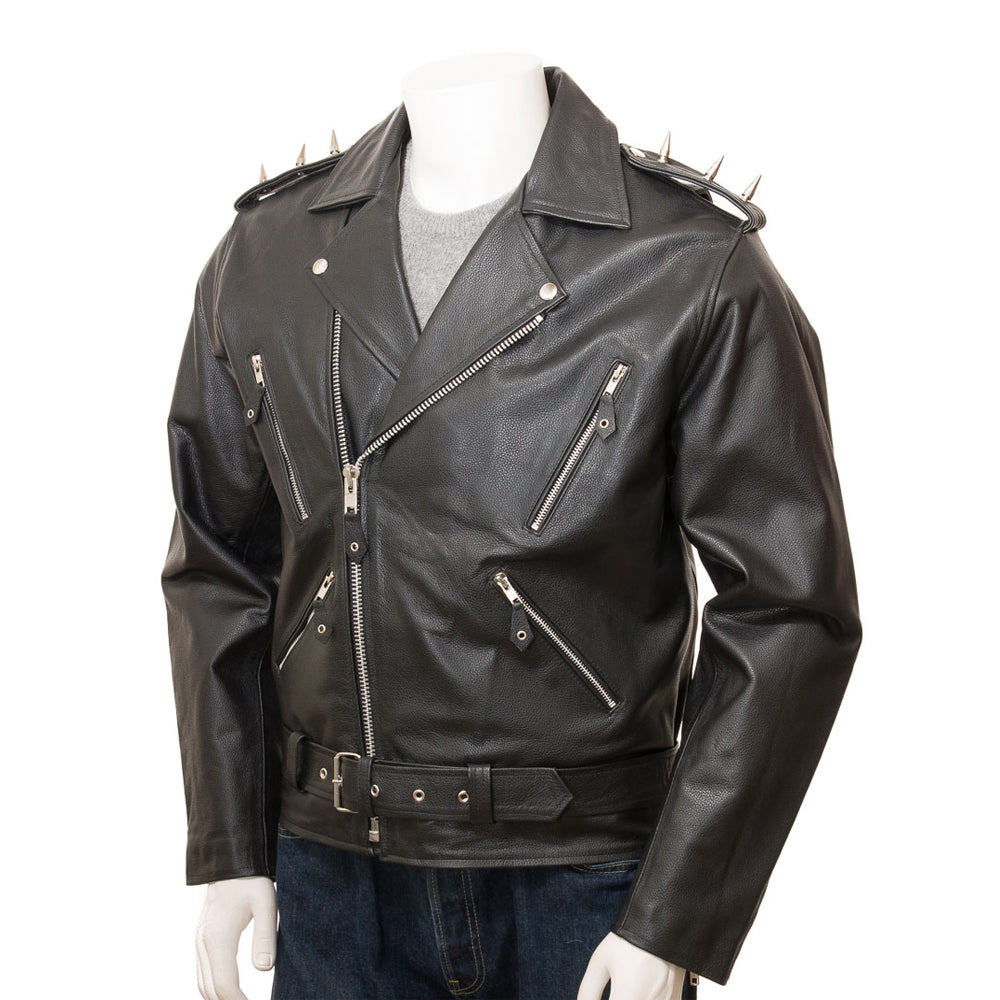 Black Fashion Men Biker Leather Jacket