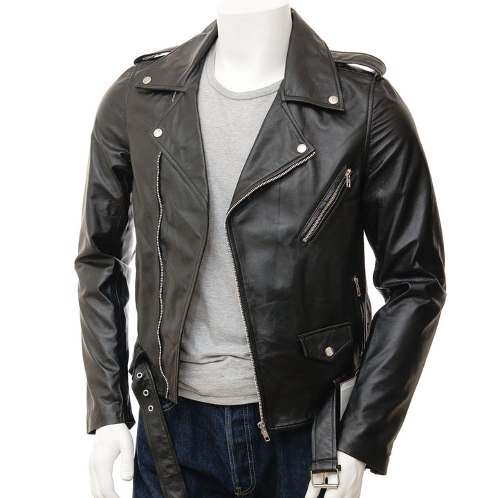 Black Fashion Men Biker Leather Jacket