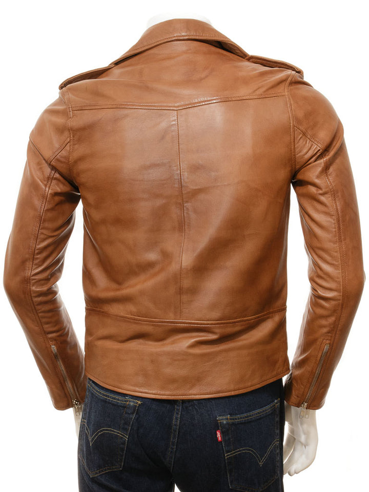 Brown Fashion Men Biker Leather Jacket
