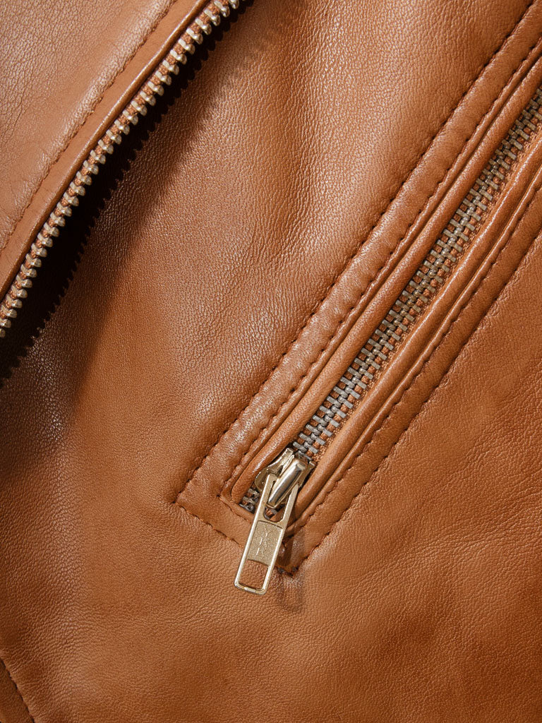 Brown Fashion Men Biker Leather Jacket