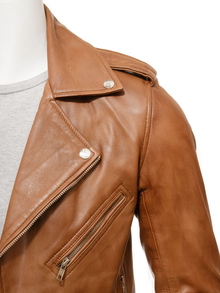 Brown Fashion Men Biker Leather Jacket